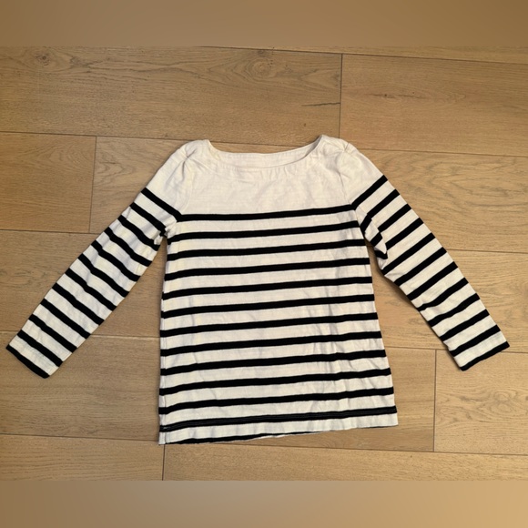 NWOT- LOFT Cream and Black Striped Top - Picture 1 of 3